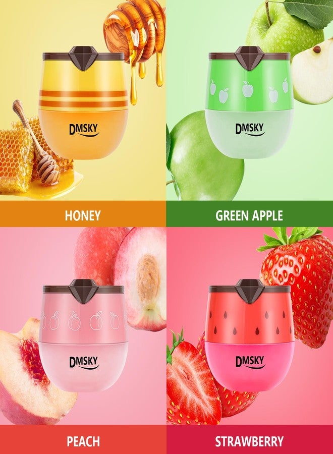 DMSKY 4PCS Bee Lip Balm Lip Mask Honey Pot, Honey & Strawberry & Peach & Apple Propolis Lip Mask Overnight Moisturizing Honey Balm with Stick for Dry Cracked Lips - Image 2